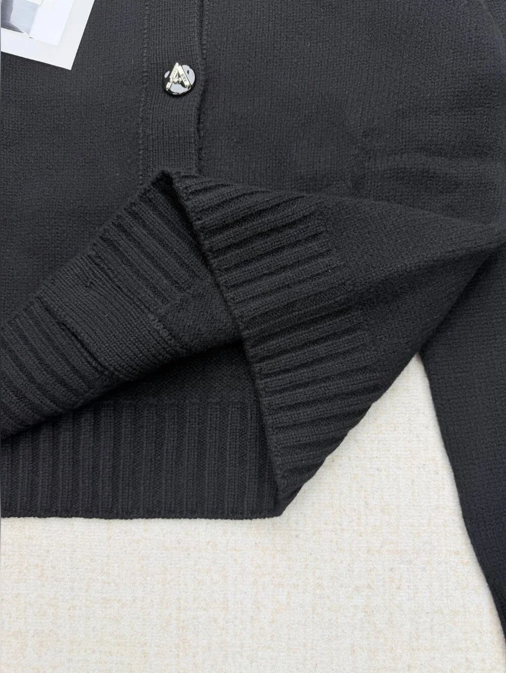 Chanel Black Button-Front Cashmere Cardigan